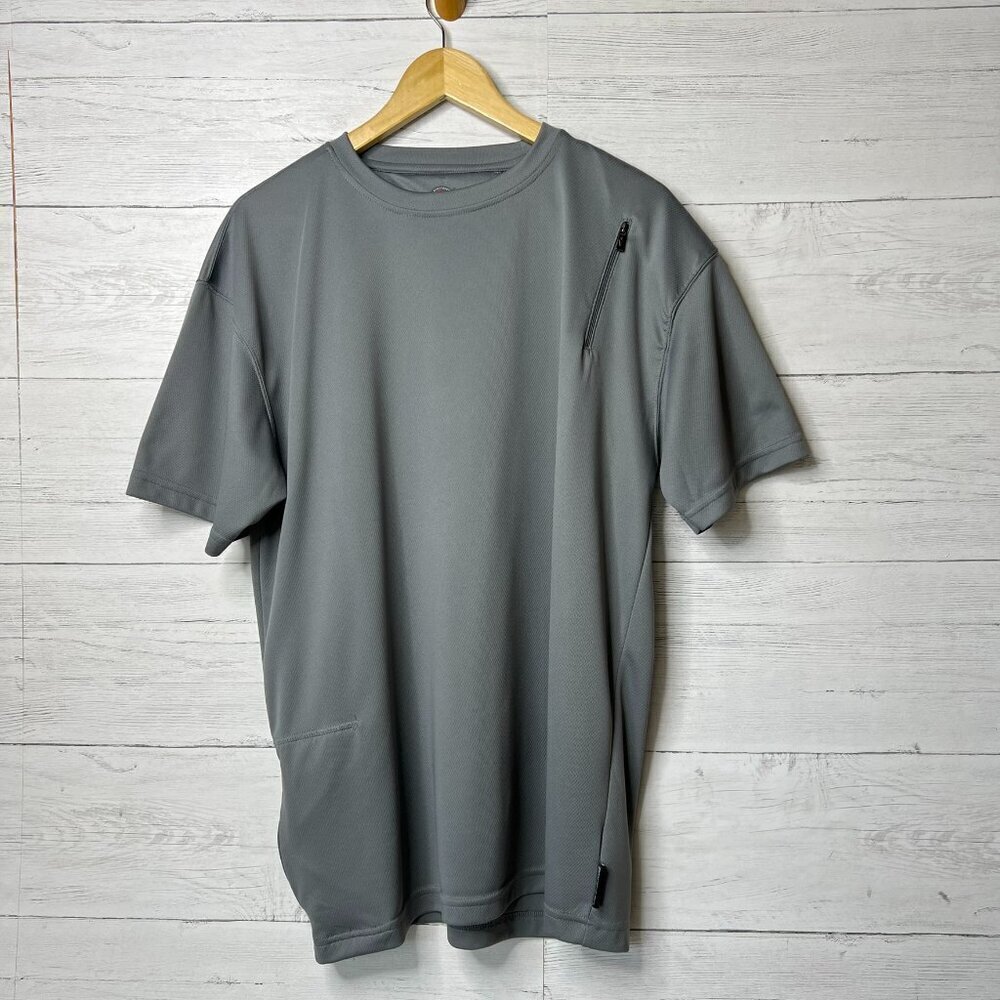 SCOTTeVEST Shirt Mens Size Large Charcoal Gray Performance Short Sleeve Pockets